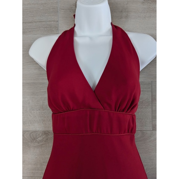 B Darlin Red Halter, Low Back Cocktail Dress 3/4 - Picture 3 of 8